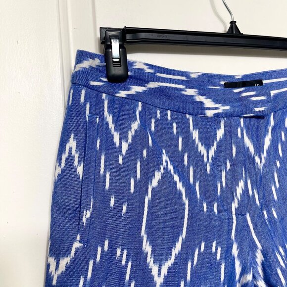 J. Crew Sunwashed Cotton Cuffed Shorts Blue Ikat Mid-Rise 10 - Picture 6 of 11